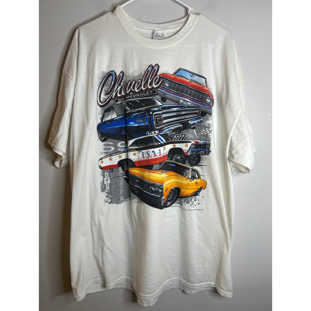 Gildan White Chevelle Chevrolet Graphic T-Shirt Men 2XL